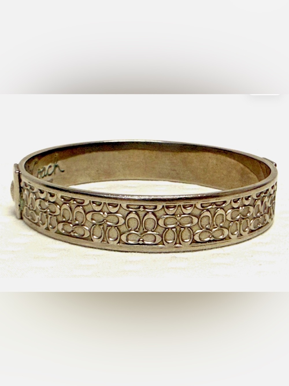 Coach Silver-Tone Floral Link Bracelet